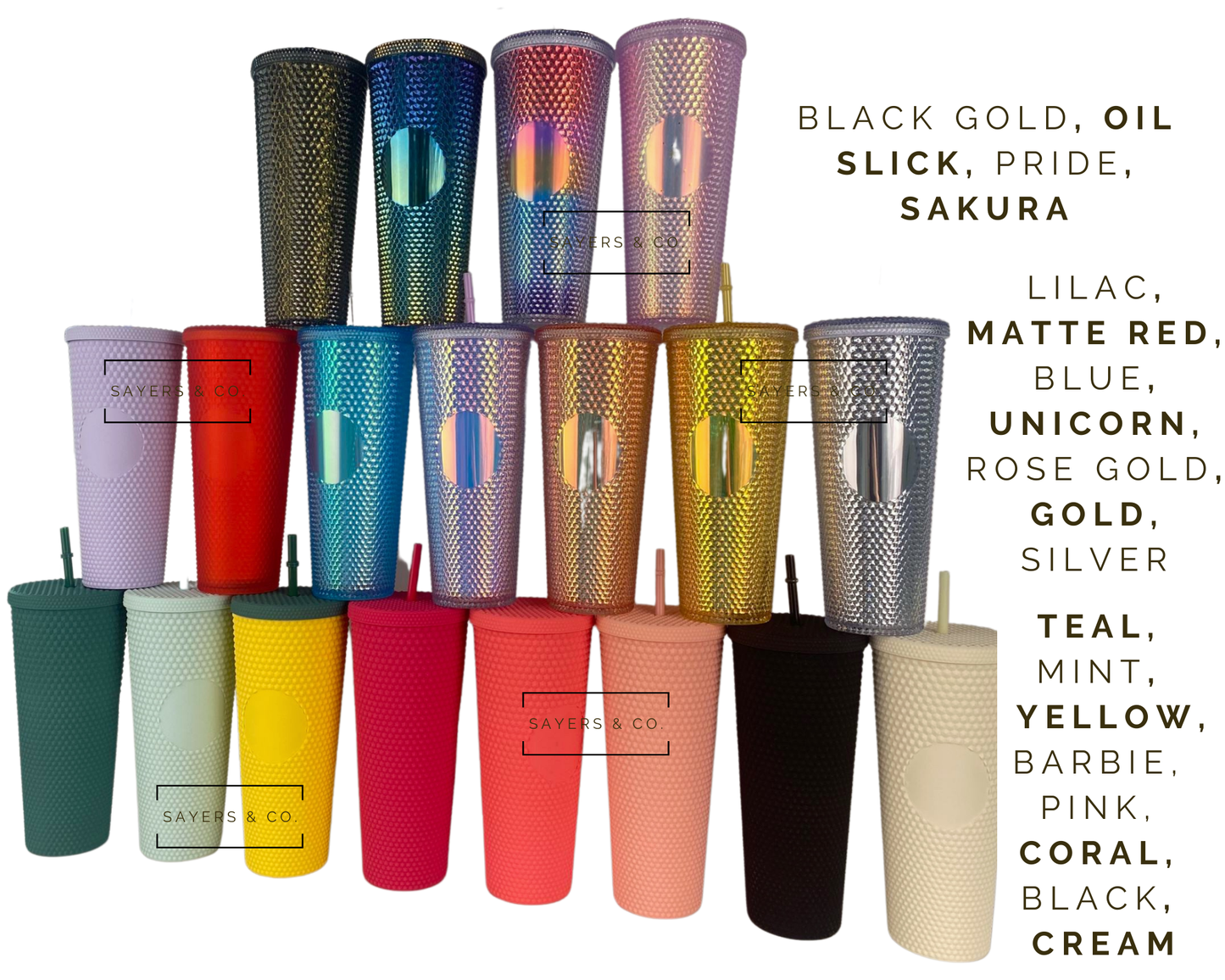 24 oz Matte & Glossy Studded Screw Top Tumbler Double Walled: METALLIC RED