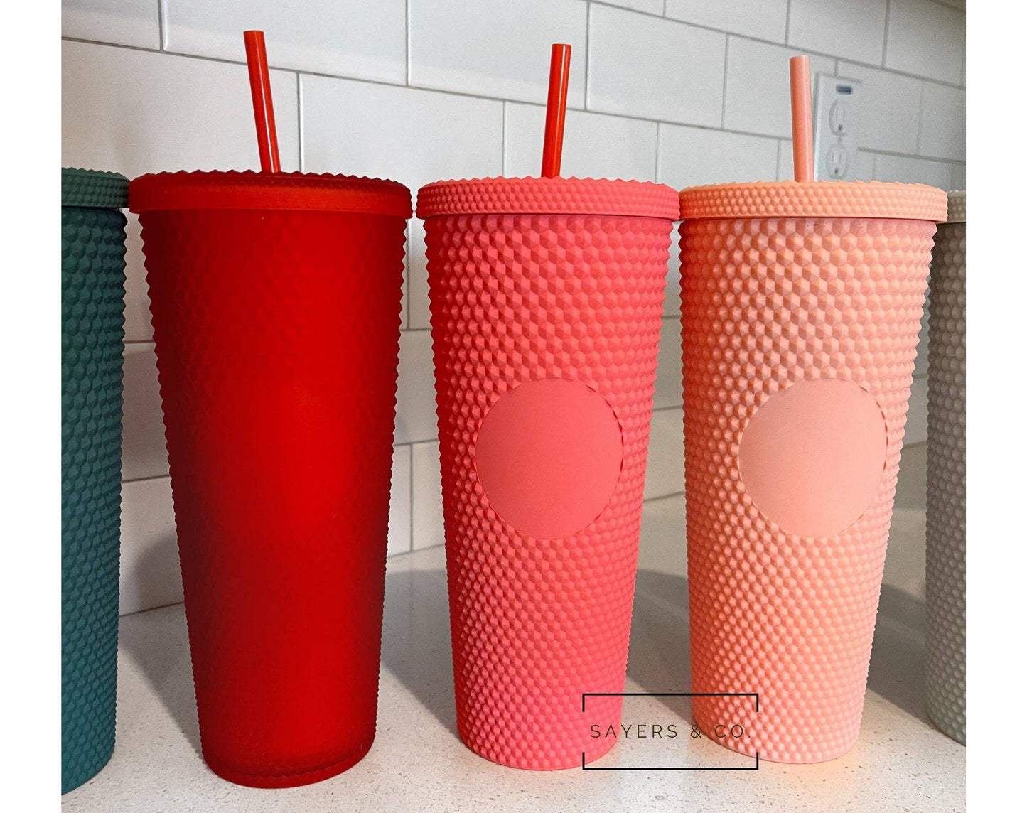 24 oz Matte & Glossy Studded Screw Top Tumbler Double Walled: METALLIC ROSE GOLD