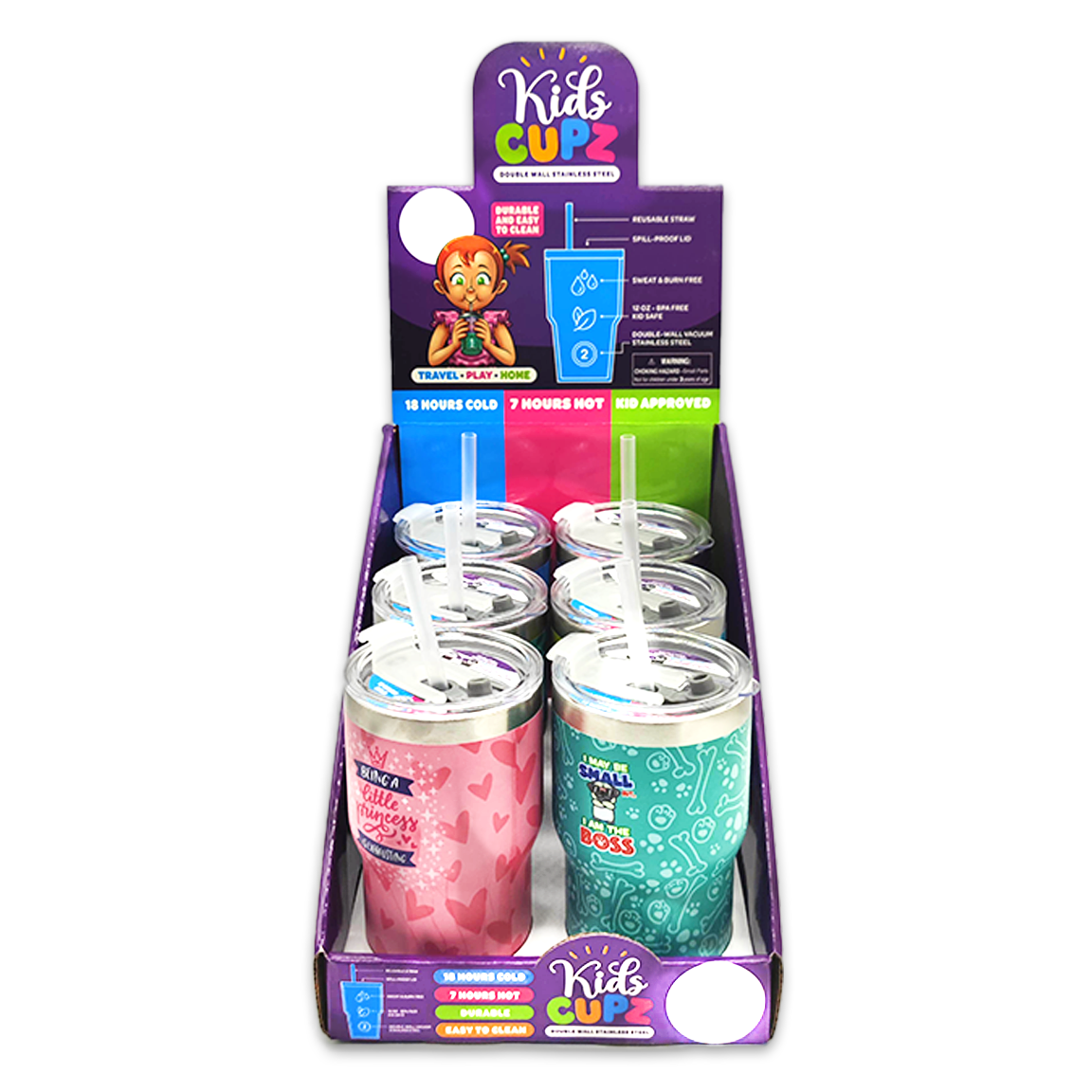 Insulated Cup Kids Drink N Play 12 oz Assortment- 6/Display: Price Per Item