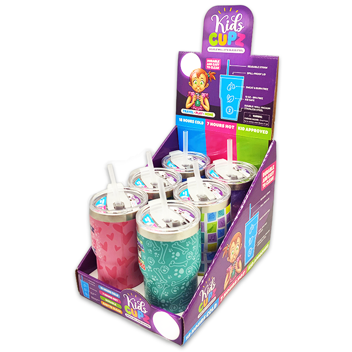 Insulated Cup Kids Drink N Play 12 oz Assortment- 6/Display: Price Per Item