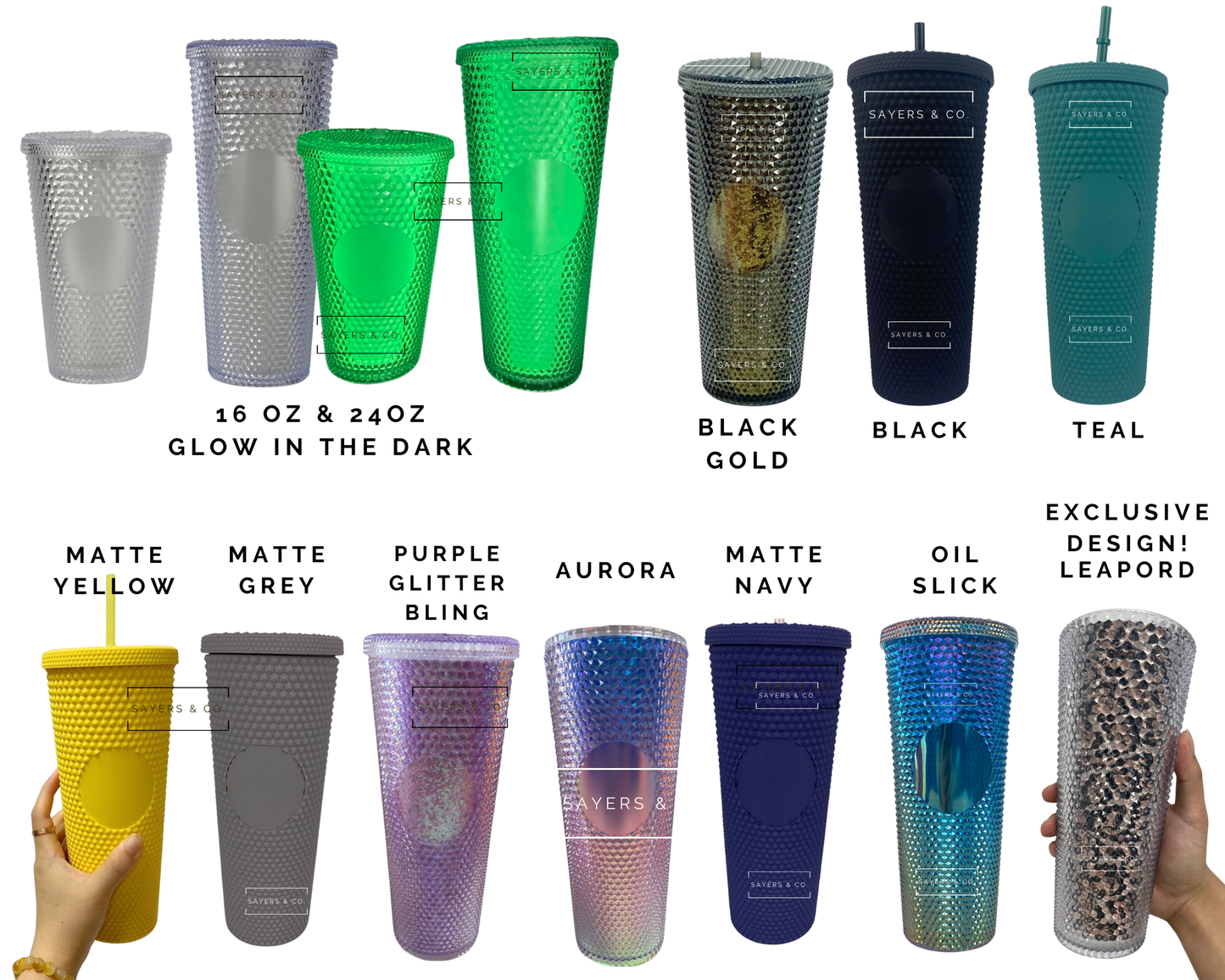 24 oz Matte & Glossy Studded Screw Top Tumbler Double Walled: METALLIC ROSE GOLD