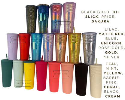 24 oz Matte & Glossy Studded Screw Top Tumbler Double Walled: METALLIC ROSE GOLD