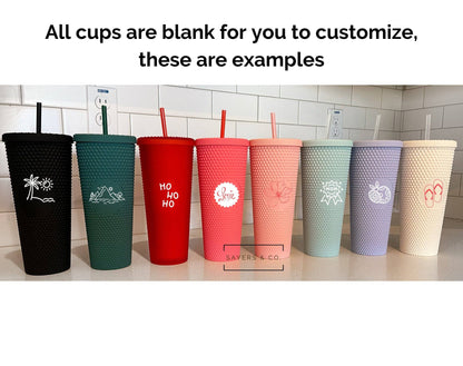 24 oz Matte & Glossy Studded Screw Top Tumbler Double Walled: METALLIC RED